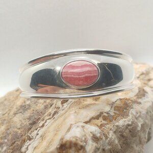 Espo Joseph Esposito Sterling Silver Rhodochrosite Cuff Bracelet